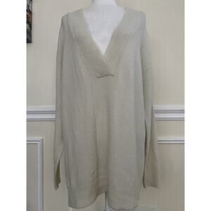 RDI Pearl Essence Sweater off white v neck size L Tunic Women A003567
